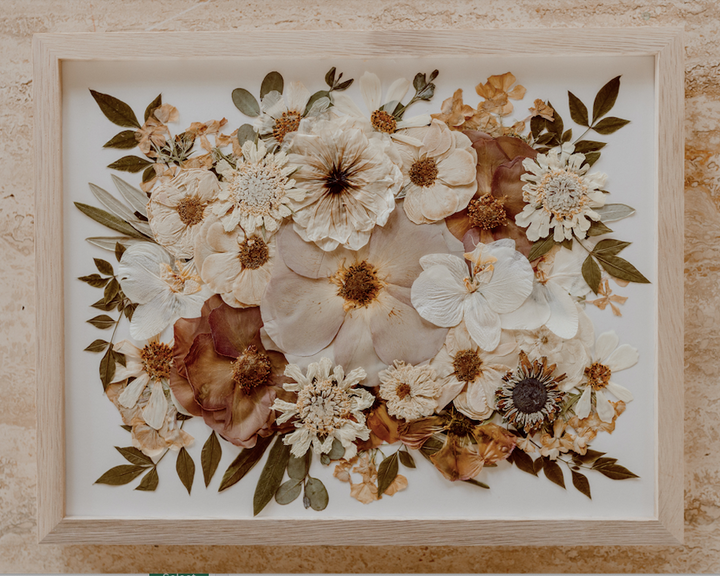 Preserve your bouquet by creating a pressed flower display