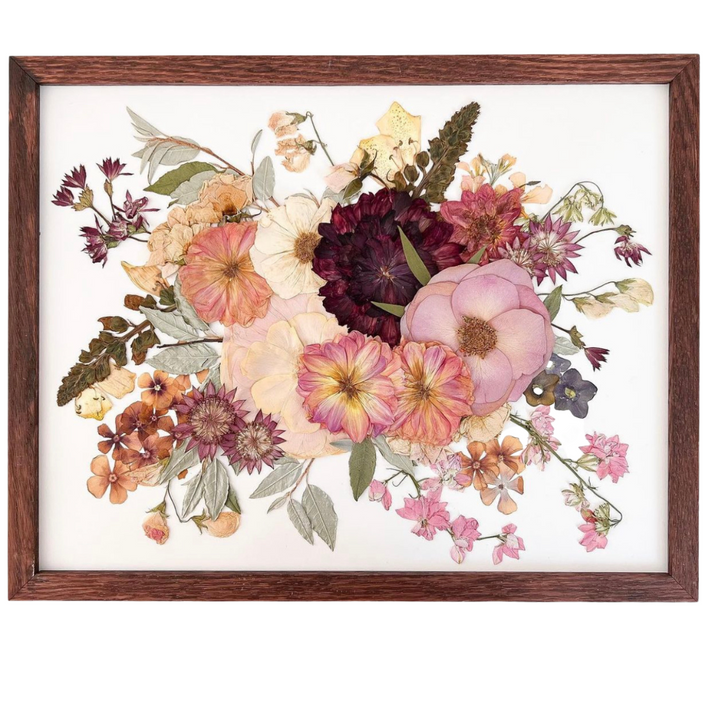 Preserve your bouquet by creating a pressed flower display