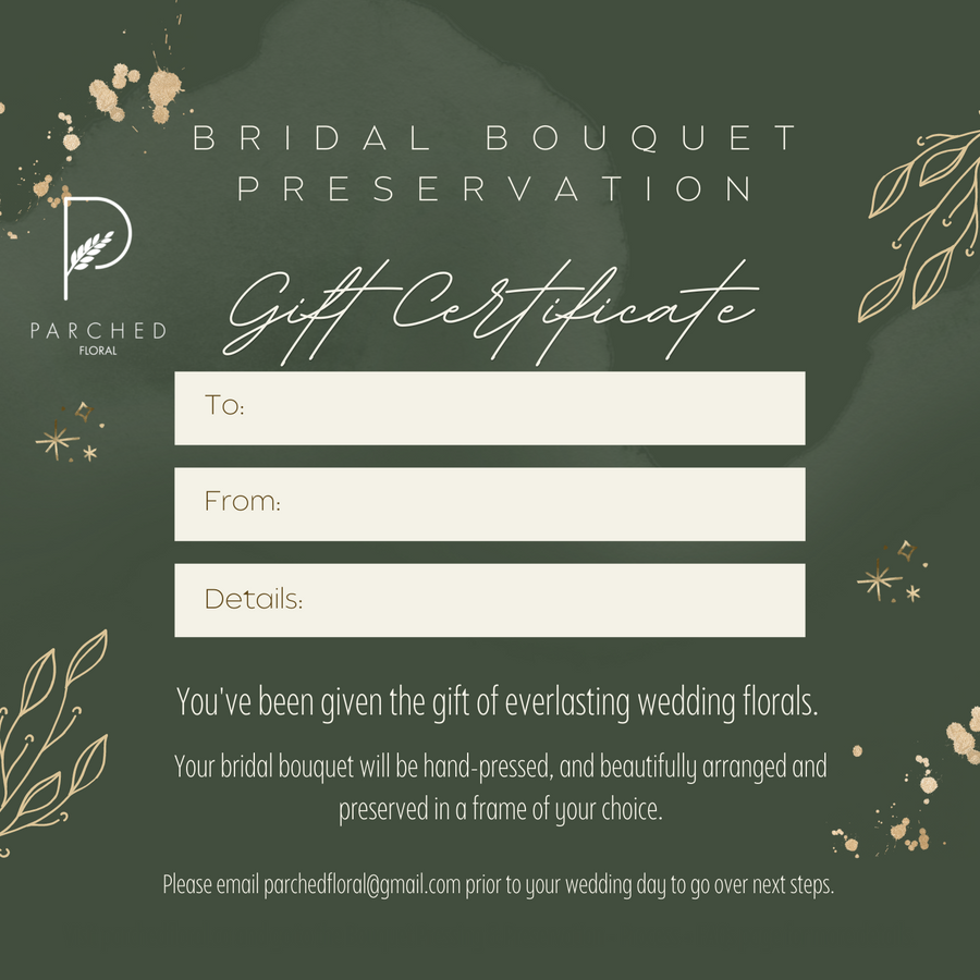 PHYSICAL Gift Certificate Box - Bridal Bouquet Pressing - Local Pick-Up only
